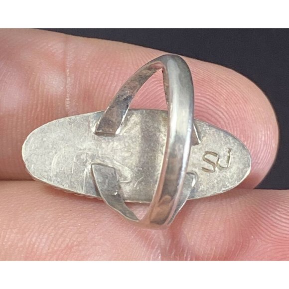 Native American SJ Sterling Silver Turquoise MOP Ring Size 6 - Picture 3 of 5